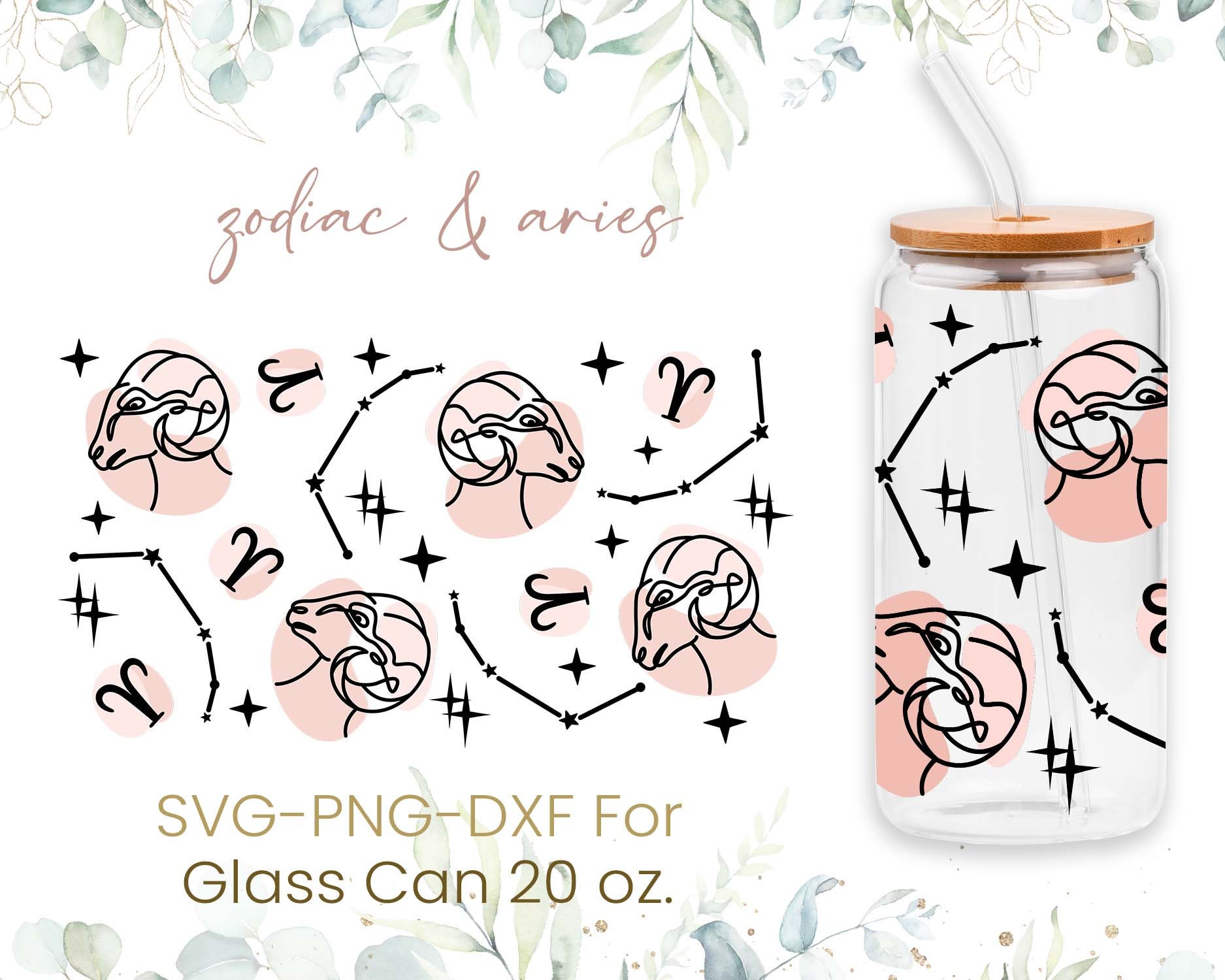 20oz Libbey Glass Can Svg Bundle, Aries, Cancer, Glass Can Full Wrap ...