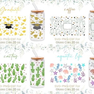 20oz Libbey Glass Can Svg Bundle, Cactus, Coffee, Graduate, Senior,Seahorse Svg, Ocean Life, Glass Can Full Wrap Svg, Beer Can Glass,Png