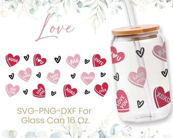 16oz Be Mine Libbey Glass Can Svg, Glass Can Full Wrap Svg, Cute Svg, I Love You, Heart Svg, Shaped Beer Glass, Mom Svg,Svg,Png,Cricut Files