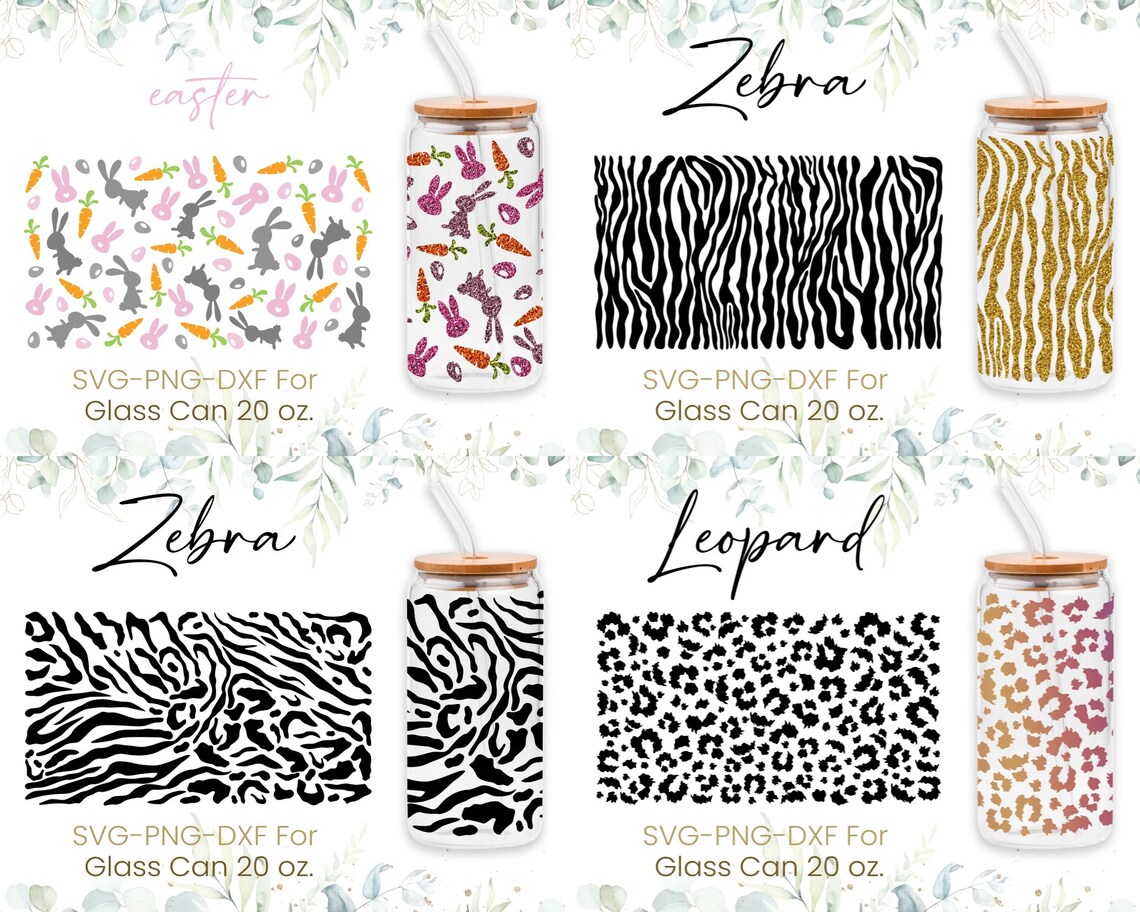 20oz Libbey Glass Can Svg Bundle Leopard Print Zebra - Etsy
