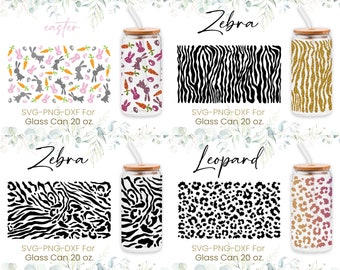 20 Unzen Libbey Glas Dose SVG Bundle, Leopard Print, Zebra Muster, Glasdose Voll wickeln SVG, Ostern guckt, Mama Leben, Osterhase, Cricut File