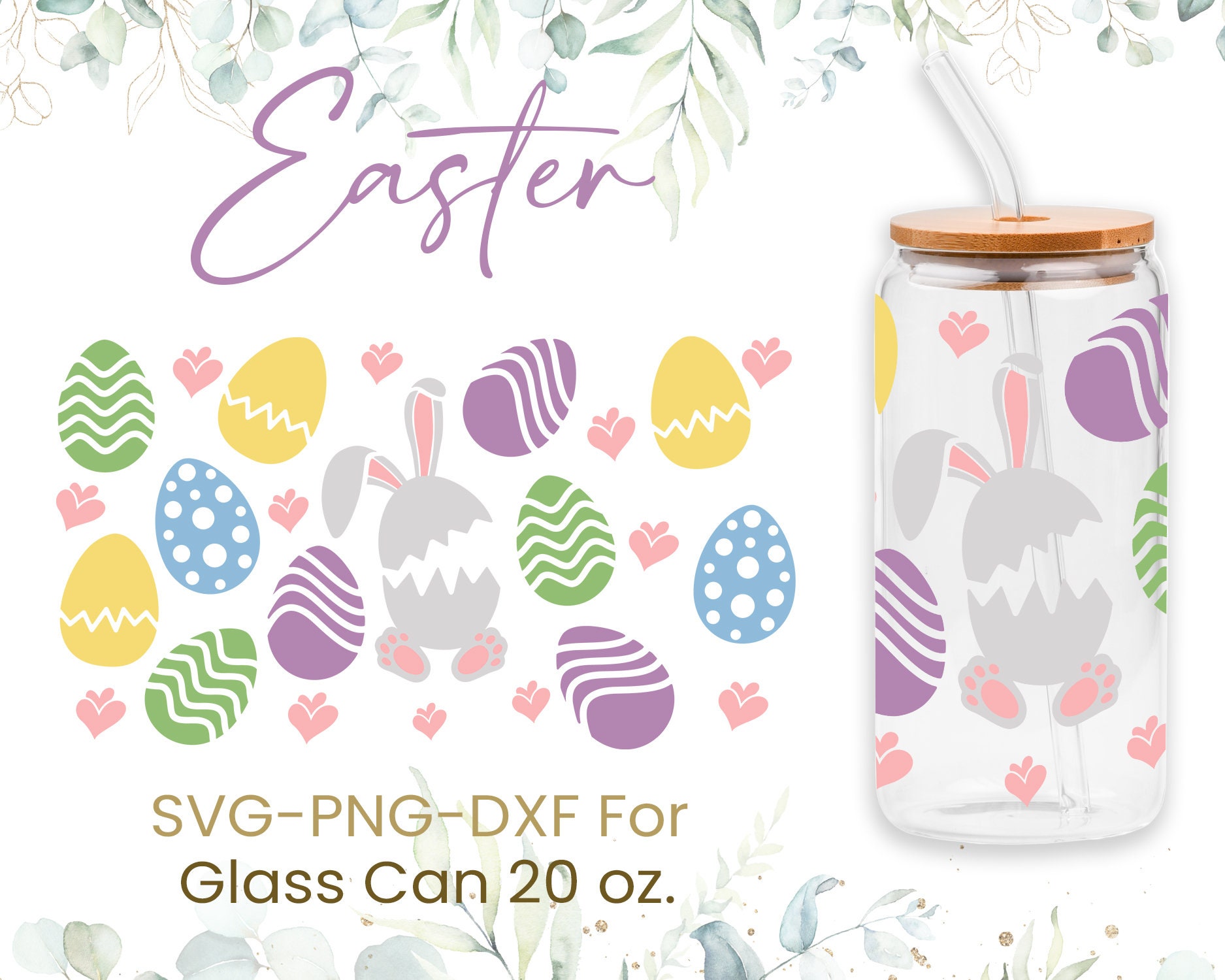 20oz Easter Bunny Libbey Glass Can Svg Bundle, Rabbit Peeps, Bunnies ...