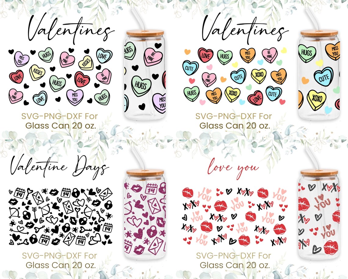 20oz Valentines Day Libbey Glass Can Svg Bundle Glass Can - Etsy