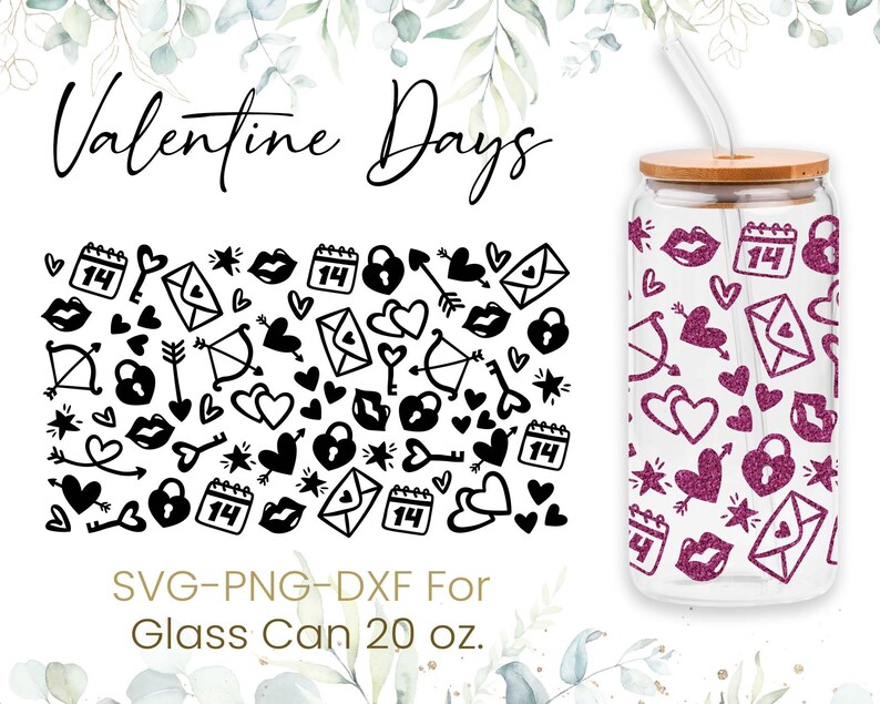 20oz Valentines Day Libbey Glass Can Svg Bundle Glass Can - Etsy