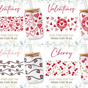 16oz Hearts Pattern Libbey Glass Can Svg Bundle, Be My Valentine Glass Can Svg, Cute Svg,Sketchy Heart,Cute Hearts Doodle,Valentines Day Svg