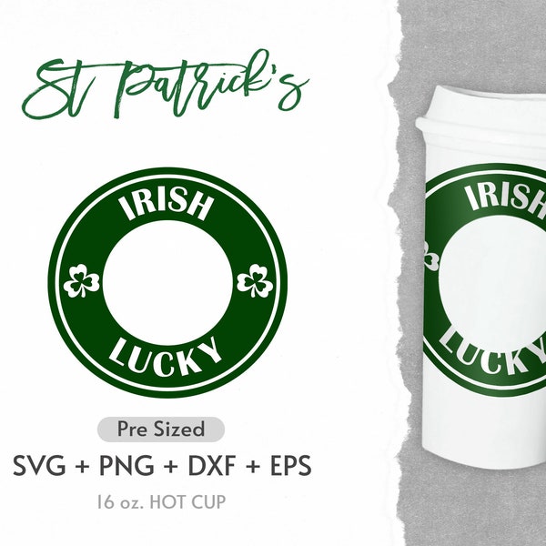 St Patrick’s Day Ring Svg Files For Cup, Irish Lucky Svg, Coffee Hot Cup Wrap, St Patricks Day Ring, Circle Logo Border Wrap Hot Cup Svg