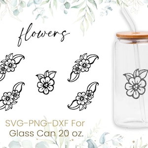 20oz Flower Libbey Glass Can Svg,Glass Can Full Wrap Svg,Beer Can Glass Svg, Floral Line Flower Svg,Seamless Full Wrap, Png,Svg,Cricut Files