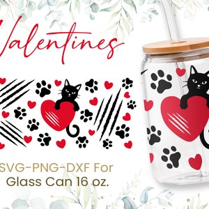 16oz Cat Mom Libbey Glass Can Svg, Glass Can Full Wrap Svg, Valenties Day Svg, Cat Svg, Shaped Beer Glass, Mom Life Svg, Svg, Cricut Files