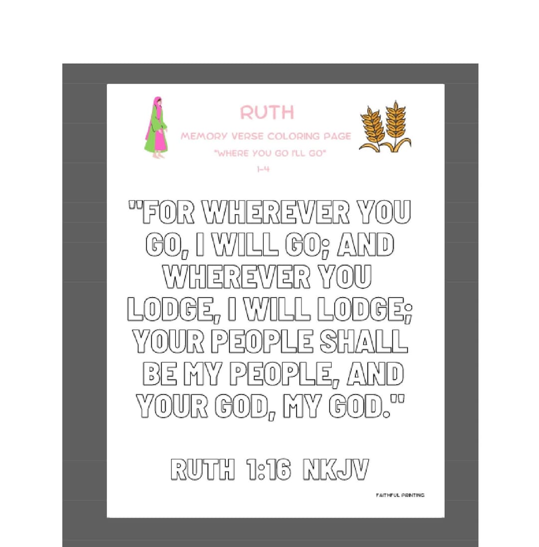 Bible Verse Coloring Page Ruth - Etsy