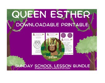 Queen Esther | Sunday School Lesson | Children&#39;s Church | Christian Homeschool | Bible Study Worksheets | Printable Activity Bundle For Kids