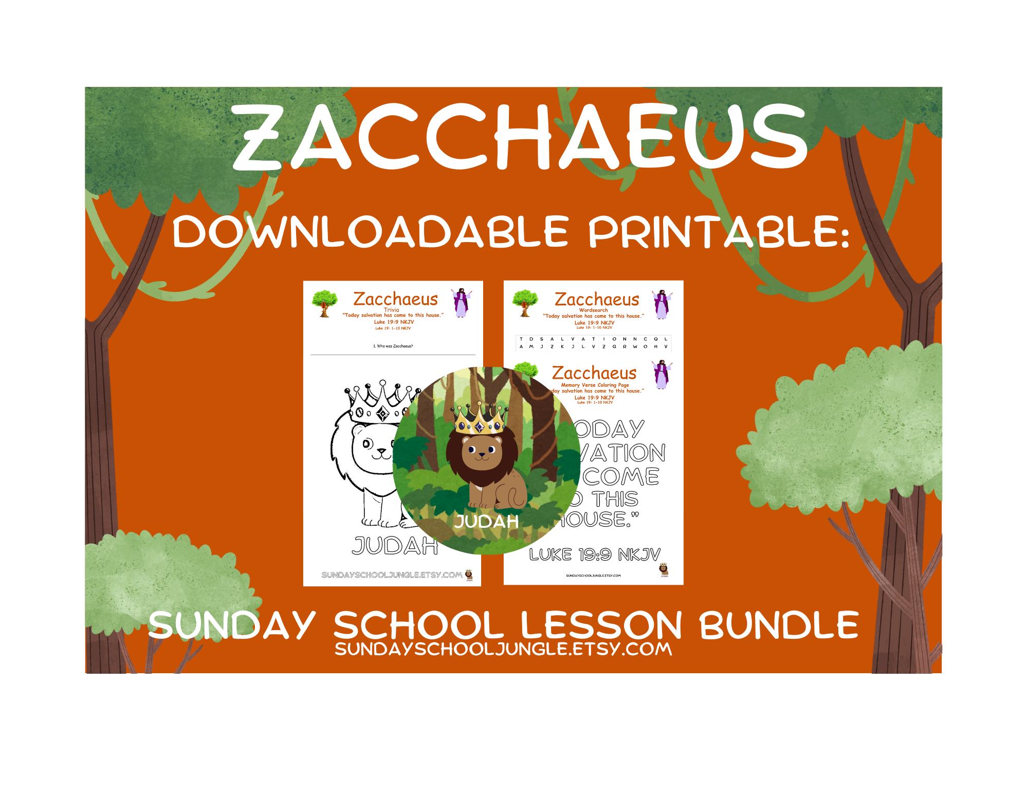 Zacchaeus Sunday School Lesson Activity Bundle (Digital Download)