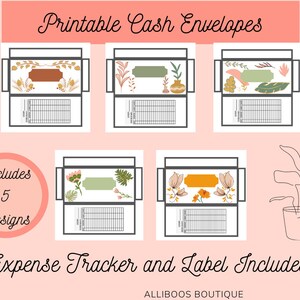 Simple Botanicals Set of 5 Cash Envelope Printable, Cash Envelope System, Budget Envelopes Printable, Cash Envelope, Digital PDF