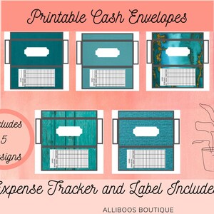 5 Printable Various Teal Cash Envelopes, Cash Envelope System, Budget Envelopes Printable, Cash Envelope, Digital PDF