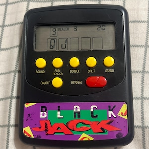 Vintage RadioShack Handheld Blackjack Electronic Game – Works – 1990s Casino Pocket Game