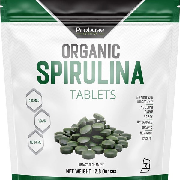 Organic Spirulina Supplement, 3000MG Per Serving, Approx. 720 Tablets (4 Month Supply), Rich in Prebiotics & Proteins, Vegan, Superfood