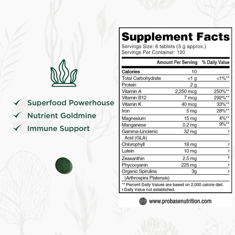 Organic Spirulina Tablets, Probase Nutrition image 6