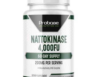 Probase Nutrition Nattokinase Supplement 4,000 FU Servings, 120 Capsules (Derived from Japanese Natto)