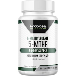 Professional Strength L-Methyl Folate 15mg - Active 5-MTHF Form - Supports Mood, Methylation - Bioavailable Vitamin B9 (60 Capsules)
