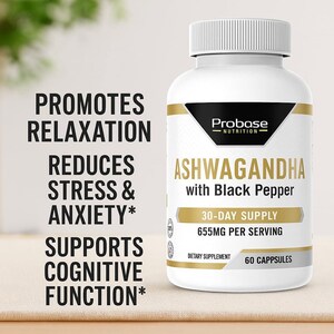 Probase Nutrition Ashwagandha with Black Pepper 60 Capsules 30-Day Supply image 2
