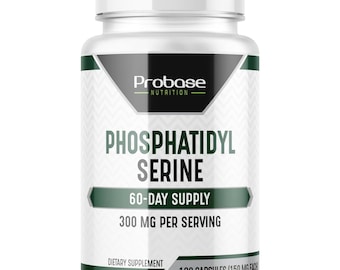 Probase Nutrition Supplément de 300 mg de phosphatidylsérine pour la santé du cerveau et de la mémoire Sans OGM Sans gluten 120 gélules
