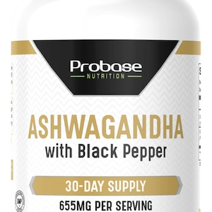 Probase Nutrition Ashwagandha with Black Pepper 60 Capsules 30-Day Supply image 1