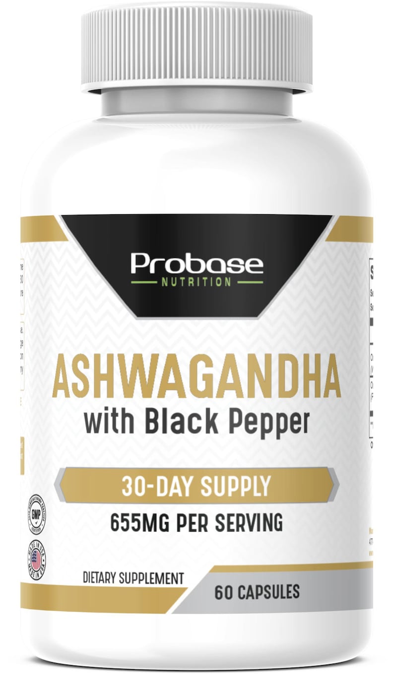 Probase Nutrition Ashwagandha with Black Pepper 60 Capsules 30-Day Supply image 1
