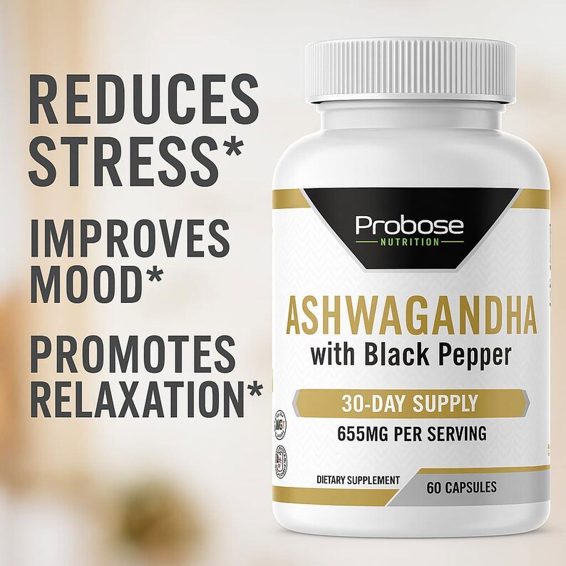 Probase Nutrition Ashwagandha with Black Pepper 60 Capsules 30-Day Supply image 3