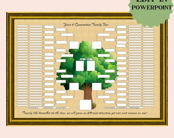 Do It Yourself Family Tree Template for 8 Generation DIY PowerPoint Template Custom Family Tree Editable and Printable File Instant Download