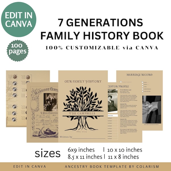 Family History Book Template Etsy