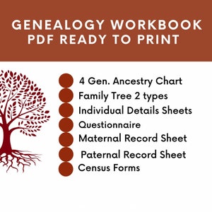 Genealogy Workbook Organizer Family Workbook Organizer Genealogy Journal Notebook Organizer Inserts Forms Research Ancestry Tracker Family