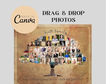 Family Tree Collage Family Tree Builder with Photos Template Family Tree Anniversary Gift Grandparents Frame Reunion Gift Ideas for Parent