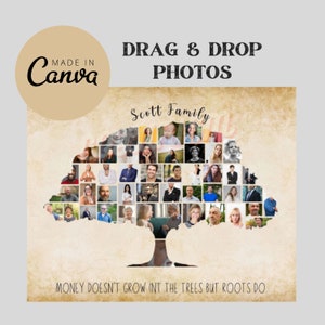 Family Tree Collage Photograph Family Tree Builder Template Family Tree in Photo Gift Family Photo Frame Reunion Gift Ideas for Grandparents