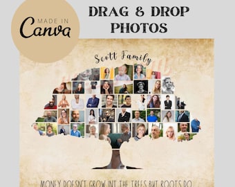 Family Tree Collage Family Tree Builder with Photos Template Family Tree in Photo Gift Family Photo Frame Reunion Gift Ideas for GrandParent