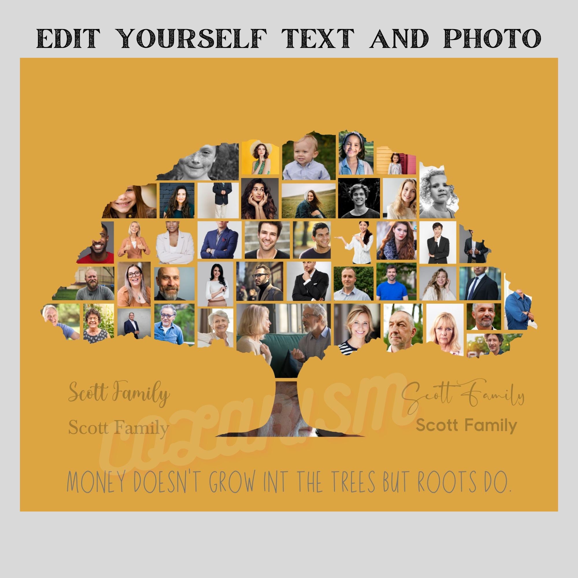 Genealogy Art Collage Family Tree Collage Family Tree Photo Collage