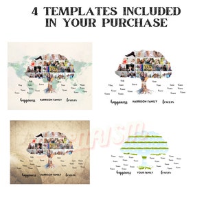 Family Tree Collage Design Family Tree Builder with Photos Template Family Tree Anniversary Gift Grandparents Frame Reunion Gift Ideas