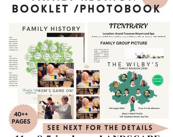 Family Reunion Booklet Template Family Reunion Memories Record Book DIY Reunion Booklet Family Photobook Book Template Canva Edit Booklet