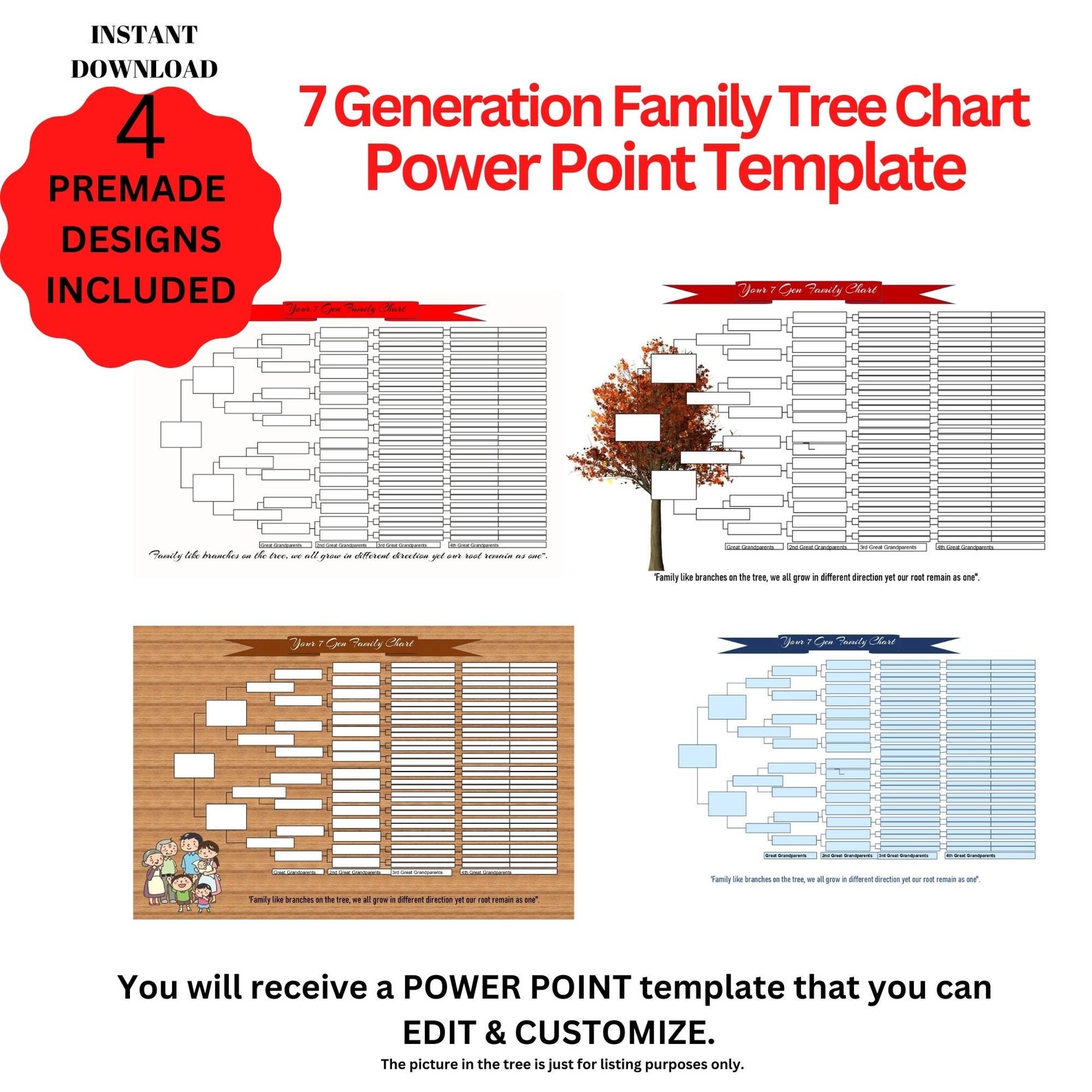 7 Generation Family Tree Powerpoint Template Family Custom Tree Family ...