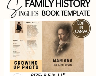 Single Person Family Ancestry Book Template Family History Record DIY Template Ancestor Book Family Generation Book Editable Bio Template