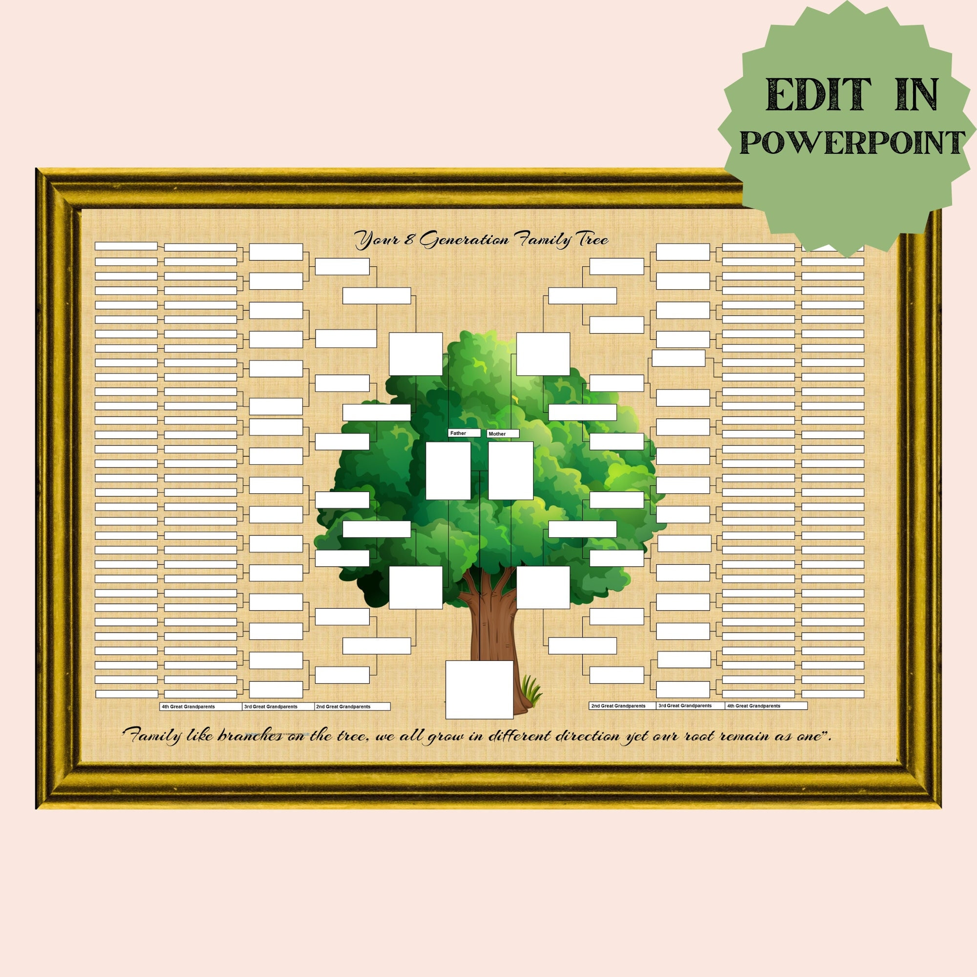 Family Tree Template for 8 Generation DIY Powerpoint Template Custom Family Tree Template for 8 Generation DIY Powerpoint Template Custom