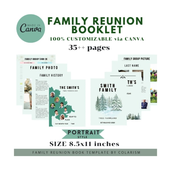Family Reunion Booklet Template Family Reunion Memories Record Book DIY Reunion Booklet Family Photographs Book Template Canva Edit Booklet