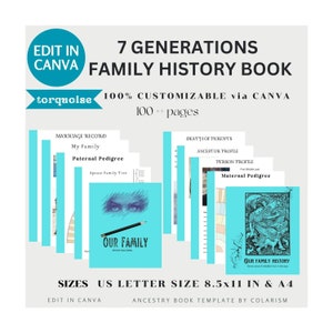 Family Generation History Book Ancestry Lineage Book Design History Journal Ancestry History Book Research Planner Genealogy Research Forms