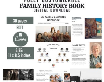 Personalized Ancestry Book Template Family History Book Genealogy Research Organizer Family History Journal Prompts Family Legacy Book DIY
