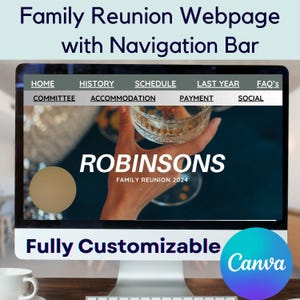 Family Reunion Landing Page Editable Website Template Family Reunion Event Webpage Family Reunion Booklet Family Reunion Organization Page