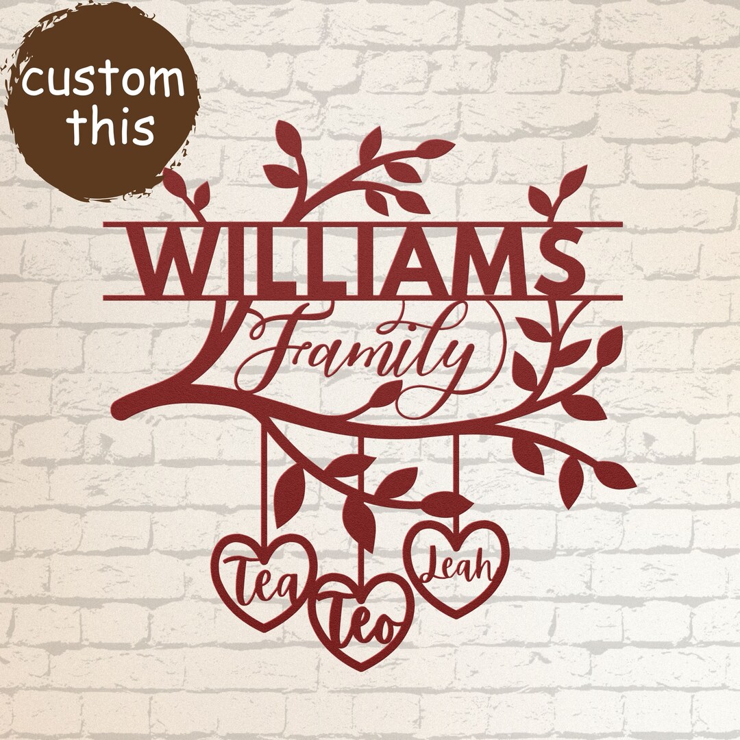Custom Metal Family Tree Name Sign Wall Art Decor Gift for Housewarming ...
