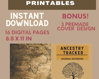 Ancestry Tracker in PDF Genealogy Planner Research Forms Insert Pages Organizer Family History Research Scheduler and Forms 8.5' X 11 inches