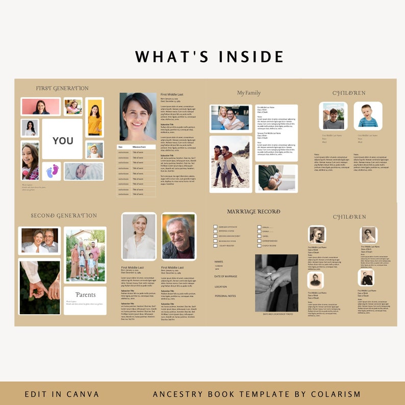 7 Generation Editable Family History Book Template Ancestry Book ...