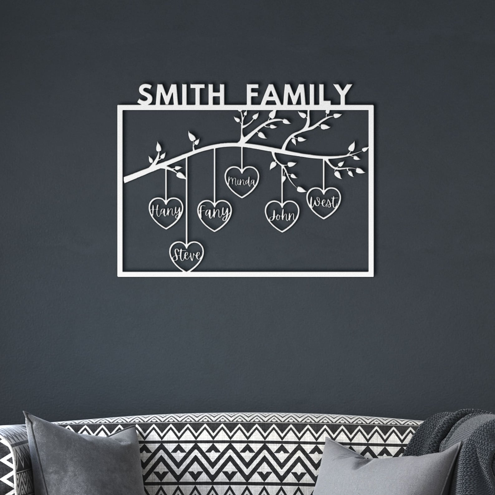 Custom Metal Family Tree Wall Art Metal Wall Decor Family Tree ...
