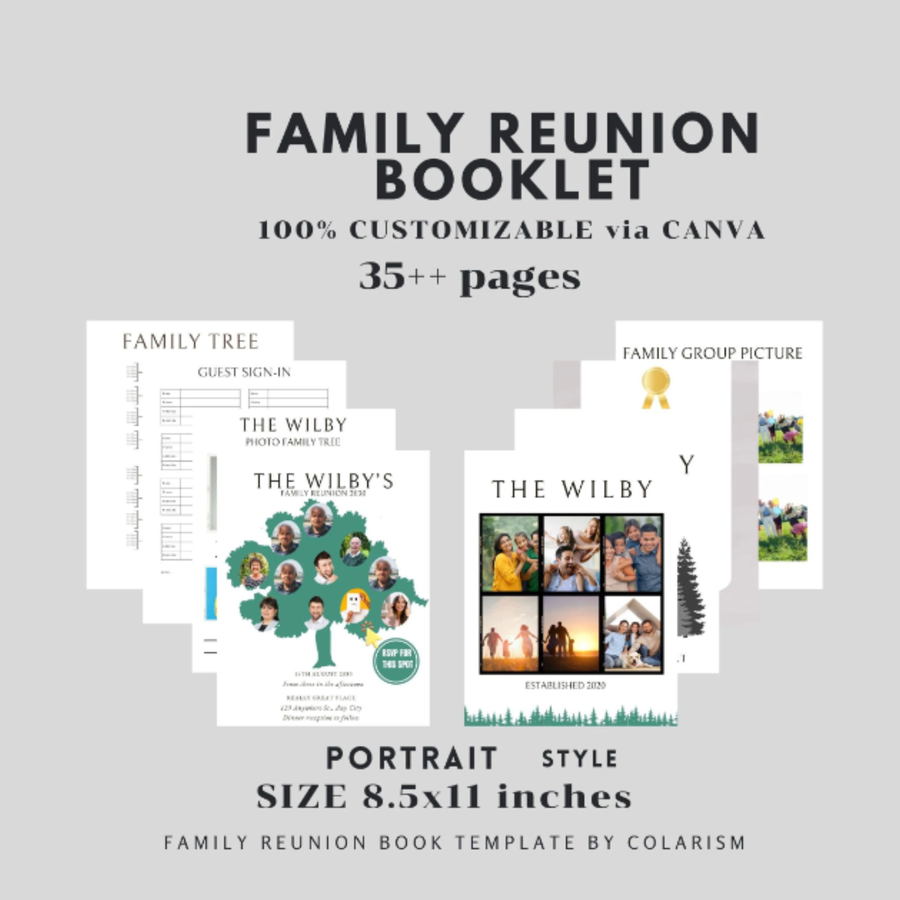 Family Reunion Booklet Template Family Reunion Memories Record Book DIY
