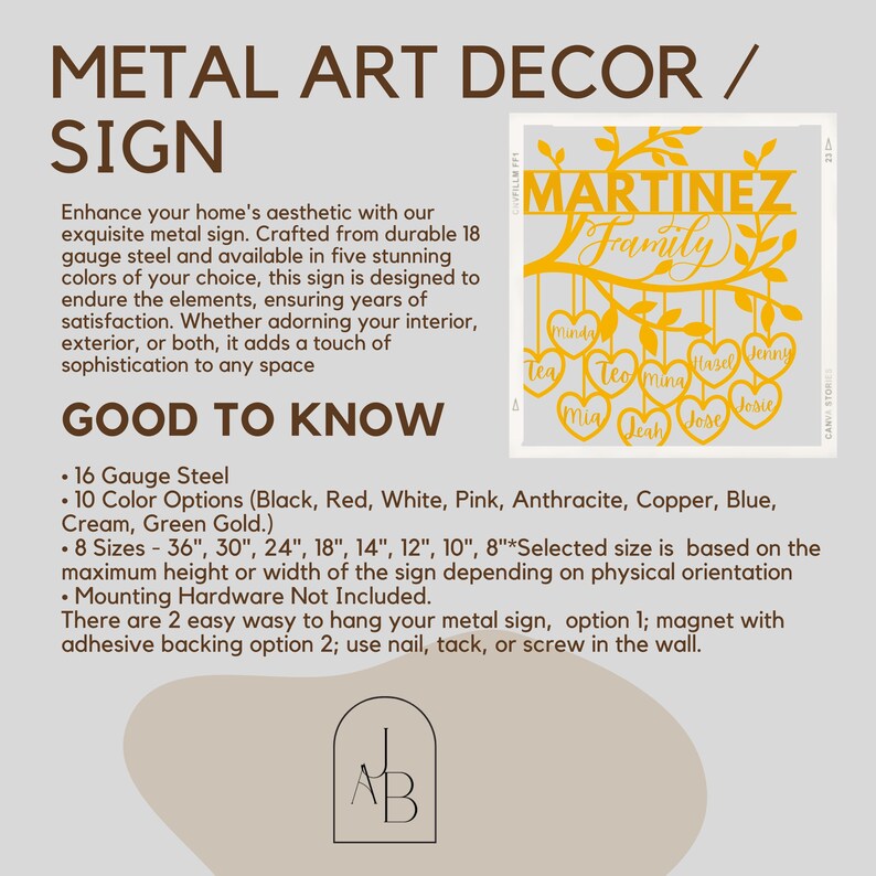 Custom Metal Family Tree Name Sign Wall Art Decor Gift for Housewarming ...