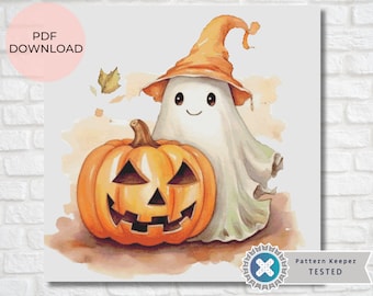 Cute Halloween Ghost - Halloween Pumpkin - PDF cross stitch - Pattern Keeper compatible - counted cross stitch